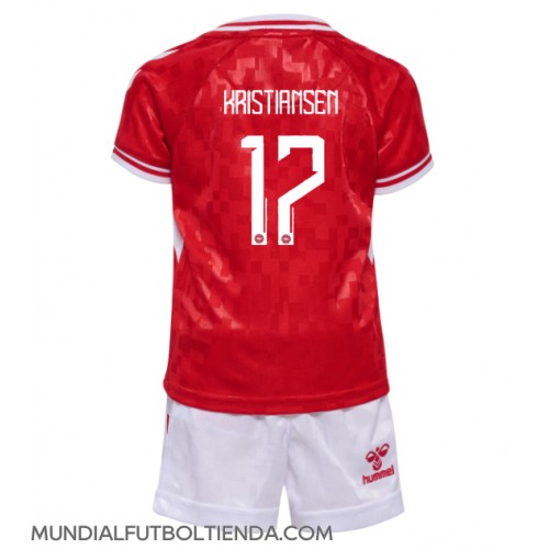 Camiseta Dinamarca Victor Kristiansen #17 Primera Equipación Replica Eurocopa 2024 para niños mangas cortas (+ Pantalones cortos)